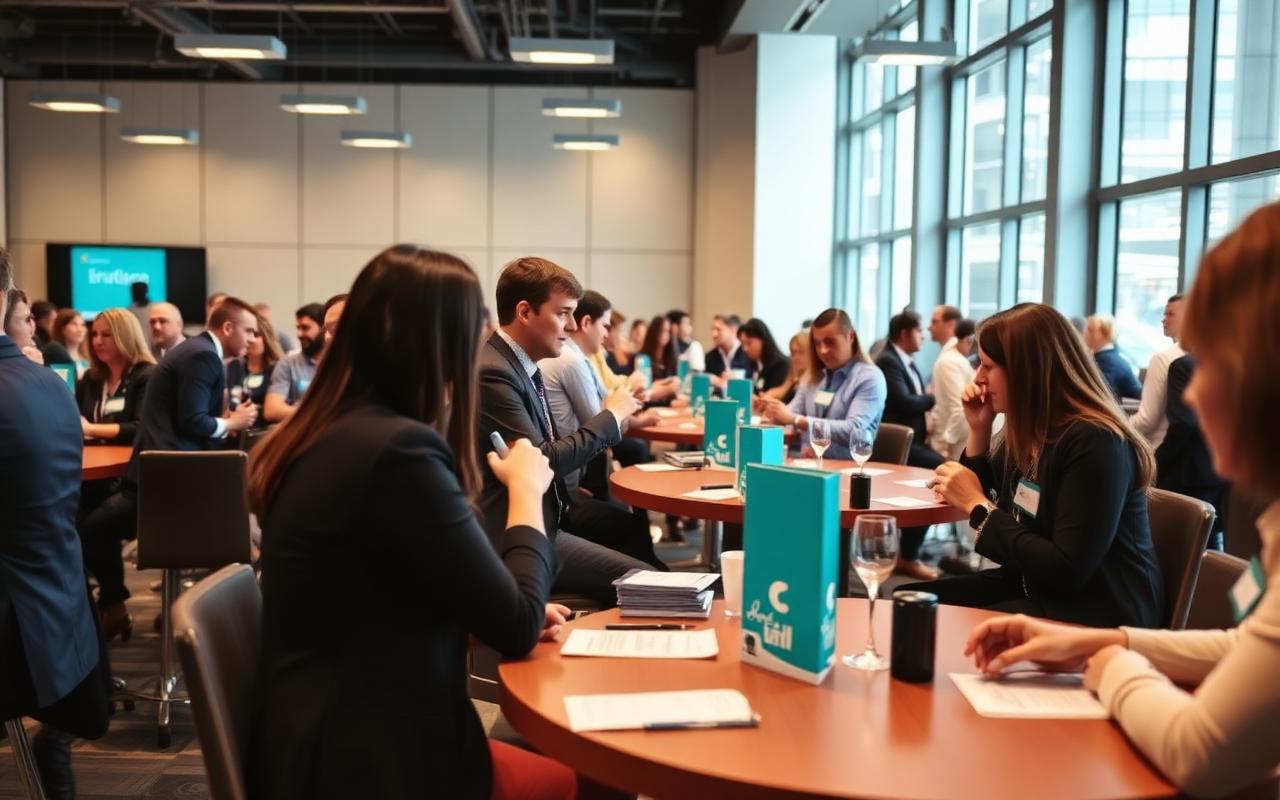Professionals meeting one-to-one at a JBA Speed Networking evening